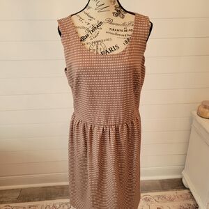 LOFT Brown Polka Dot Sleeveless Midi Dress